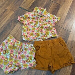 Wonder Nation Floral Button Down Shirt and Shorts Set